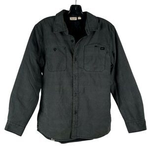 Vans Heritage Gray Quilted Button Down Stitched Elbow Patch Jacket XL